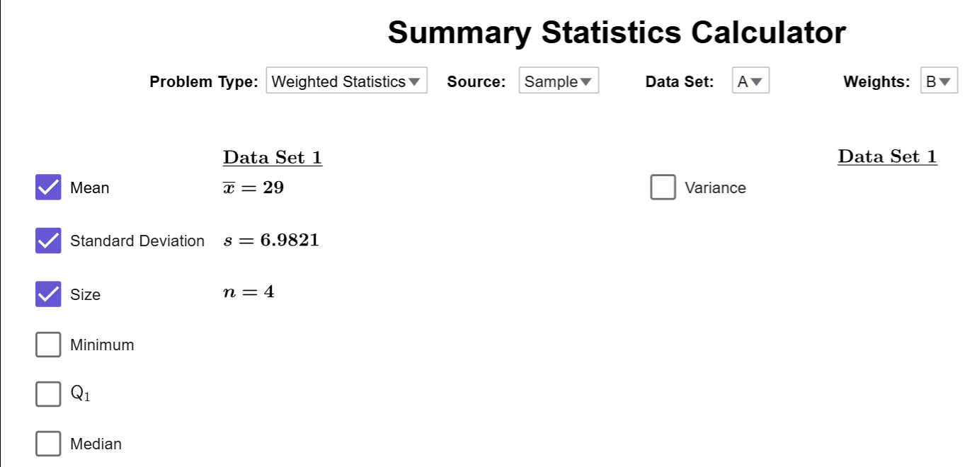 The weighted mean is 29.